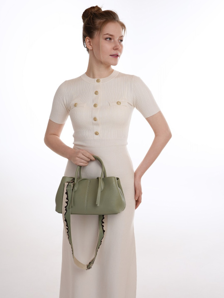 455-61 3669 Сумка тоут женская натуральная кожа Ludor светло-зеленый