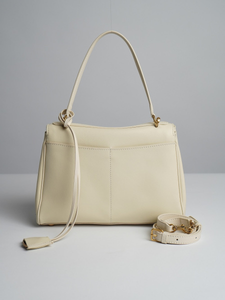 447-39 BL29см(золото) Сумка стракчэд женская натуральная кожа Ludor молочный