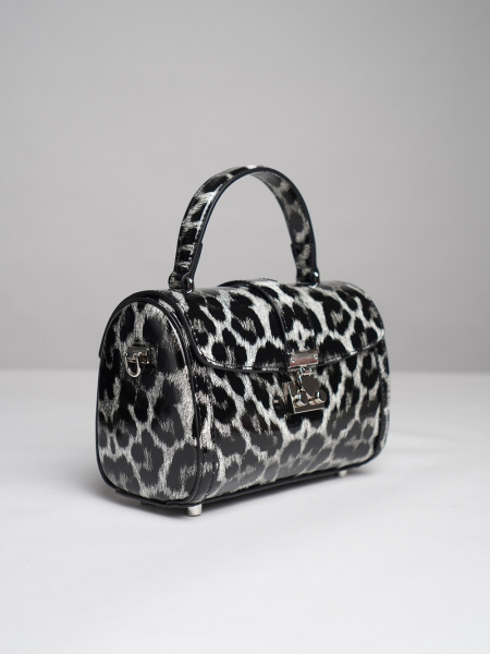 436-38 М19 Сумка стракчэд женская натуральная кожа Ludor серый