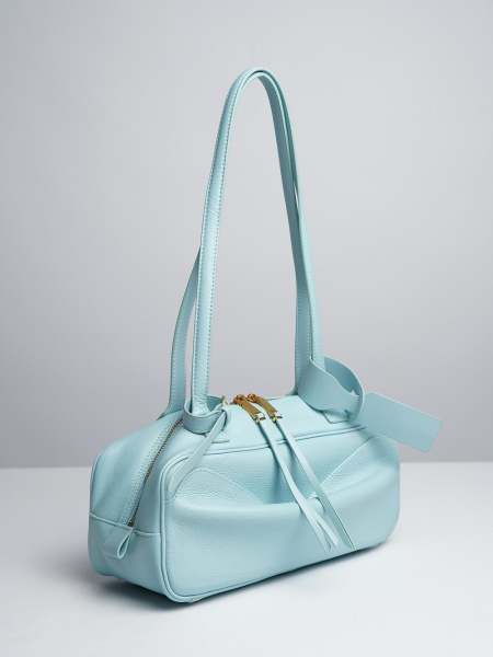 447-66 98111 Сумка тоут женская натуральная кожа Ludor голубой