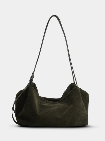 453-94 BD5847 Сумка хобо женская натуральная замша Ludor зеленый