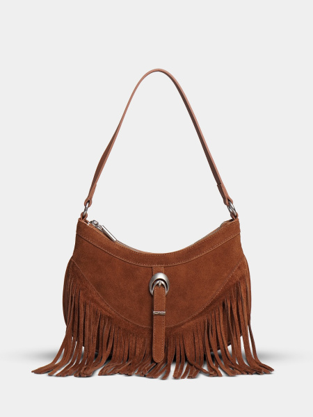 452-16 BD56133 Сумка хобо женская натуральная замша Ludor коричневый