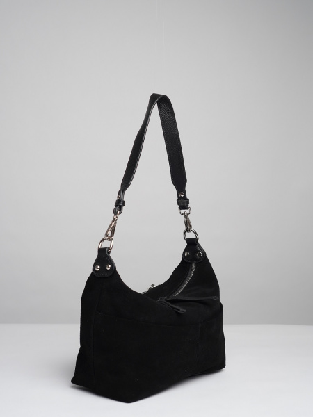 453-40 8517 Сумка хобо женская натуральная замша Ludor черный