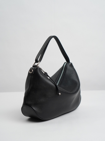 454-12 7771 Сумка хобо женская натуральная кожа Ludor черный