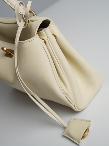 447-39 BL29см(золото) Сумка стракчэд женская натуральная кожа Ludor молочный