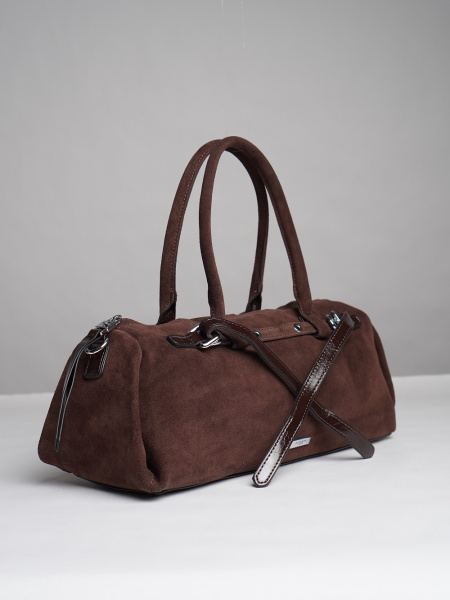 452-58 98420 Сумка доум женская натуральная замша Safenta темно-коричневый