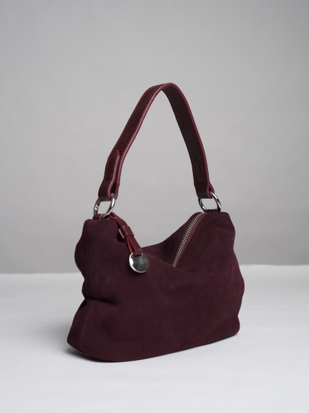 452-63 6662 Сумка хобо женская натуральная замша Ludor бордовый