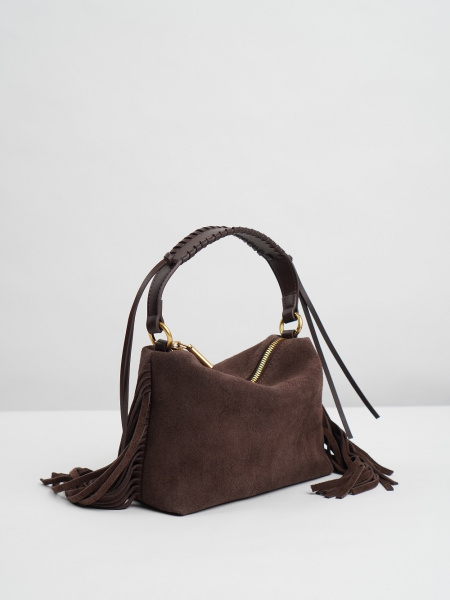 453-96 BD9517 Сумка хобо женская натуральная замша Ludor темно-коричневый