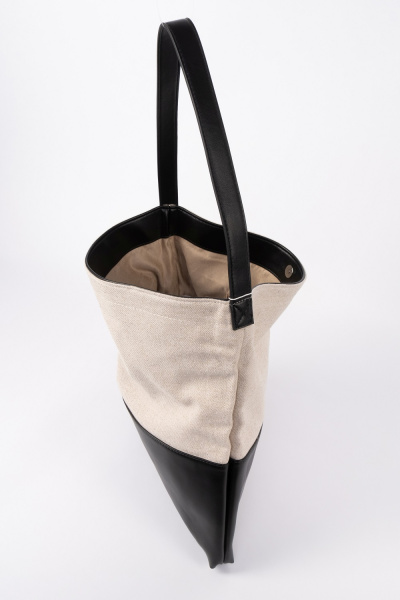 439-19 98305 Сумка Хобо женская текстиль De-Gosa (bf) бежевый-черный