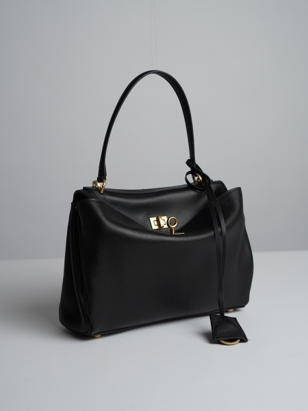 447-48 BL29см(золото) Сумка стракчэд женская натуральная кожа Ludor черный