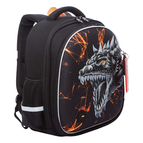 фото 450-07 RAz-587-18 Ранец для мальчика Grizzly черный-оранжевый