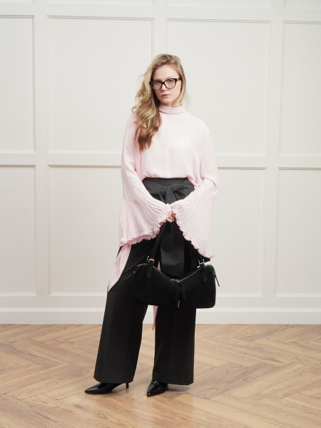 452-59 91187 Сумка доум женская натуральная замша Safenta черный