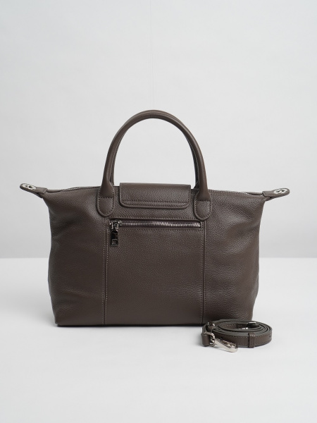 454-24 2406 Сумка тоут женская натуральная кожа Ludor серо-бежевый