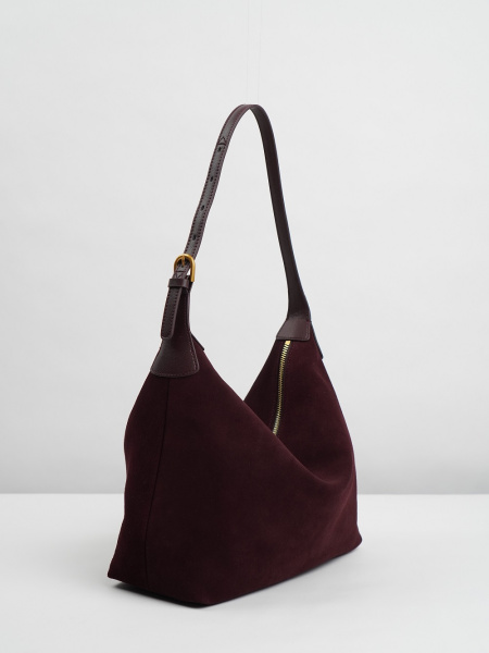 453-90 10-079 Сумка хобо женская натуральная замша Ludor бордовый