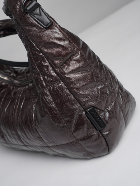 451-19 593461 Сумка хобо женская экокожа Safenta темно-коричневый