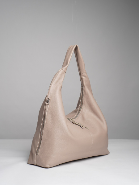 451-83 8512 Сумка хобо женская натуральная кожа Ludor серо-бежевый