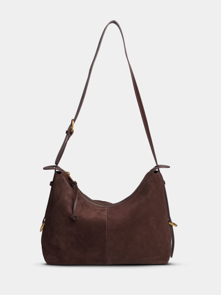 452-11 BD9501 Сумка хобо женская замша Ludor темно-коричневый