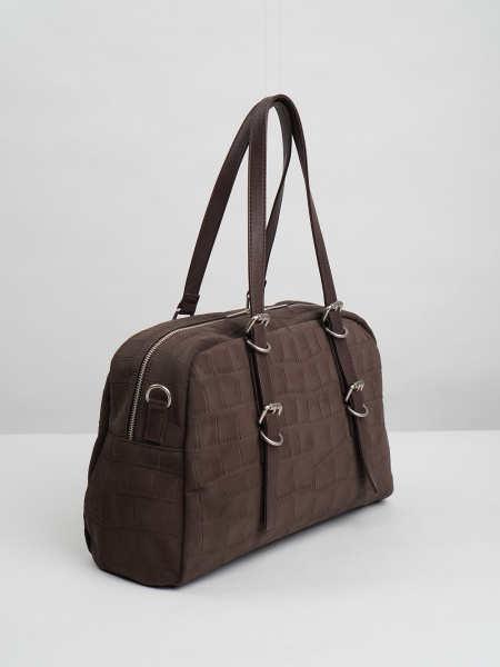 455-24 550229 Сумка доум женская эко нубук Ludor темно-коричневый